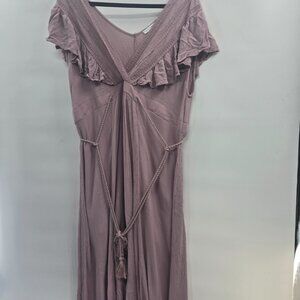 Baltic Born Light Purple Mauve Jennifer Deep V-Neck Tassel Belt Maxi Dress XXXL